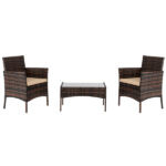 2pcs Arm Chairs 1pc Love Seat & Tempered Glass Coffee Table Rattan Sofa Set Brown Gradient SAME AS 45313116 - Image 6