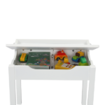 Flip Top Kids Table and Chair Set, Wood Activity Table Set with Storage Space for Arts Crafts, White - Image 11