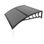 Awning for Door Entrance with Drainage Sink, 40x40 Inch Window Canopy Exterior, UV Rain Snow Protection for House Porch Patio Deck, Black Bracket & Brown Board - Image 2