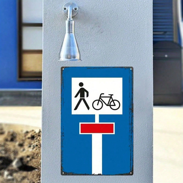 CIFbuy 2D Flat German Traffic Sign Bicycle Pedestrian Dead End Road Sign, Durable Metal Wall Hanging Decor 8x12 Inch, International Sty TikTok, TikTok, le Metal Wall Hanging Decor 8x12 Inch Self-pickup Logiopics