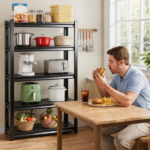 5-Tier Heavy Duty Metal Storage Shelving Unit, 2000 LBS Load Capacity Adjustable Shelves Organizer Rack for Home, Garage & Warehouse, 71.20"H x 35.43"W x 17.72"D, Black