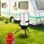 13*32inch Four-Piece Set, Black Round Iron Stove Frame, Silver Aluminum 30qt Turkey Pot 10qt Fish Pot, Gas Fryer - Image 51