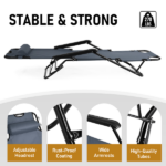 Portable Dual Purposes Extendable Folding Reclining Chair Grey - Image 2