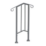 Handrails for Outdoor Steps, Iron Handrail Fits 1 Step, Transitional Handrail with Installation Kit, Silver