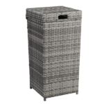 With Top Cover Iron Frame Rattan Trash Can Gary Gradient - Image 11