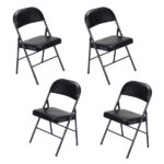 Same Code 33457557 4pcs Elegant Foldable Iron & PVC Chairs for Convention & Exhibition Black - Image 2