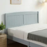 Full Single Bed Frame Vertical Striped Decorative Curved Headboard and Footboard Bed Frame Painted + Melamine Veneer & Pine + MDF Wood Bed 77.8*56.54*37.8in Grey - Image 10