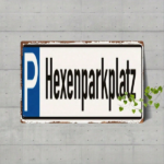 CIFbuy Vintage Witch Parking Lot Metal Tin Sign, Wall Art With Blue P Icon & Black German Text, Text, Retro Garage Decor For Home MeikTok, MeikTok, ck German Text Self-edckup Logiopmecon & - Image 8