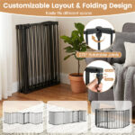 6-Panel Expandable Safety Gate (34.5"-154"), 270° Rotatable Baby/Pet Barrier for Fireplace Stairway Doorway-Black - Image 8