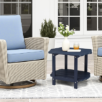 2-Tier Outdoor Side Table, HDPE Adirondack Table Patio Side Table, Weather Resistant End Table Small Outdoor Table, Navy Blue - Image 8