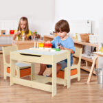 Children's Wooden Table And Chair Set With Two Storage Bags (One Table And Two Chairs) - Image 9
