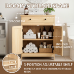 Natural wood color, particleboard with melamine veneer, 60*30*80cm, double doors, single drawer, bathroom vanity - Image 7