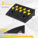 2 Pcs Heavy Duty Rubber Curb Ramp with Drain Channel & Reflective Strips for Driveway - Image 3