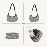 Women Woven Hobo Handbag for Women Fashion Vegan Leather Tote Bag for Women-Black - Image 2