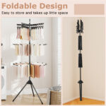 3-Tier Foldable Tripod Clothes Drying Rack with 24 Clips & 32 Rods, 70" Space Saving Laundry Dryer - Image 6