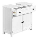 1-Drawer 2-Door Bathroom Vanity Bathroom Cabinet Washbasin Not Included 23.62*11.81*23.62in White - Image 3