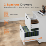2-Drawer Rolling File Cabinet with Lockable Wheels, Printer Stand with Storage for Home Office (Shipment from Walmart) - Image 4