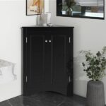 Black Triangle Bathroom Storage Cabinet with Adjustable Shelves, Freestanding Floor Cabinet for Home Kitchen - Image 21