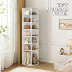 7-tier, 360° rotating wood-plastic composite shoe rack, 60*60*184cm, white - Image 13