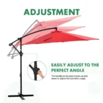 Outdoor Patio Umbrella, 10ft Offset Hanging Patio Umbrella with Aluminum Stand, 8 Ribs, UV Protection for Pool Garden Backyard Market, Red (Shipment from Walmart) - Image 4