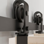 60" Bi-Folding Sliding Barn Door Hardware Kit for 2 Doors,Smoothly&Quietly,Black Track J Shape Roller-[Doors not Included] - Image 7