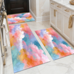 Three-piece kitchen rug set, non-slip and washable, abstract pattern kitchen hallway rug, soft and comfortable, suitable for sinks, floors, entrances, hallways and bathrooms. - Image 16