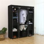 69" Portable Clothes Closet Wardrobe Storage Organizer with Non-Woven Fabric Quick and Easy to Assemble Extra Strong and Durable Black - Image 5