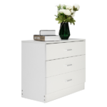 3-Drawer Wide Drawer Cabinet Particleboard Bedside Table with Textured Melamine Finish 25.98*12.99*22.05in White =75682614 - Image 10