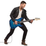 [Do Not Sell on Amazon] GST Stylish H-H Pickup Tiger Stripe Electric Guitar Kit with 20W AMP Bag Guitar Strap Blue - Image 31