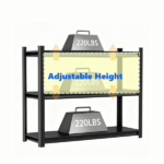 3-Tier Adjustable Height Metal Storage Shelving Unit, Large Capacity Black Multipurpose Organizer Rack, Reptile & Pet Display Stand, 31.50"H x 35.43"W x 13.77"D, Assembly Required - Image 7