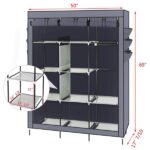69" High-leg Non-woven Fabric Assembled Cloth Wardrobe Gray - Image 8