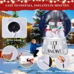 6 FT Lighted Christmas Inflatable Decoration, Large Inflatable Snow Globe with Snowman Family, Funny Blow Up Yard Decorations with Built-in LED Lights for Holiday Party Front Yard Lawn Garden Decor - Image 4