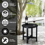 46*46*46cm Single Layer Round HDPE Side Table Black - Image 27