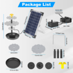 Solar Powered Water Fountain Pump with Battery Backup, 6W Solar Panel, IP68 Waterproof, Adjustable Spray Height & 9.84ft Cable, LED Lighted Solar Fountain for Garden Patio Yard - Image 8