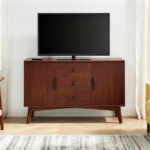 47.3" Mid Century Modern Sideboard Buffet Cabinet, Kitchen Buffet Cabinet with Solid Wood Frame Legs & Wooden Handle, Storage Cabinet with 2 Doors and 3 Drawers for Kitchen,Dining,Living Room, Walnut - Image 9