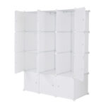 12 Cube Organizer Stackable Plastic Cube Storage Shelves Design Multifunctional Modular Closet Cabinet with Hanging Rod White - Image 4