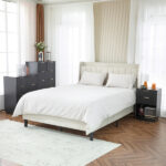 Black P2 Density Board Wavy Pattern Drawer Front 454070cm Two-Drawer Bedside Cabinet - Image 2