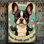 CIFbuy 1pc French Bulldog Metal Sign 2D Flat Cartoon Toothbrushing Plaque, Distressed Wall Art For Home Office Gym Bedroom Decor Motiva TikTok, TikTok, Self-pickup Logiopics - Image 3