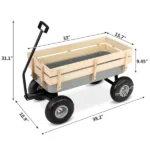 Heavy Duty Steel Wooden Side Support Cargo Wagon with 10" All-Terrain Air Tires, Up to 220lb Load Capacity, for Towing Kids Toys, Gardening Supplies, Gray - Image 2