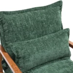 Cloud Shaped Indoor Leisure Chair with Solid Wood Armrest & Solid Wood Frame, Chenille Fabric Accent Chair with Lumbar Pillow, Single Sofa Chair Dark Green - Image 13