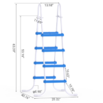4-Step 52in Iron Pool Ladder (White Frame + Blue Steps) - Image 6
