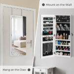The Whole Surface PVC Film Wall Hanging Door With Lock Jewelry Cabinet Fitting Mirror Cabinet - Image 13