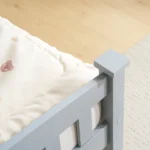 Twin Single-Layer Wooden Bed Vertical Decorative Strips Curved Headboard and Footboard Bed Frame Painted Pine Bed Frame 79.33*42.52*38.98in Grey - Image 18