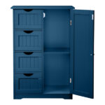 Navy blue, MDF with paint finish and melamine veneer, vertical stripes, 56*30*82.5cm, 4 drawers, 1 door, bathroom vanity - Image 16