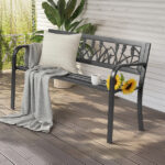 49in PVC Tulip Backrest Iron Bench Black - Image 17