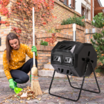 Outdoor Compost Tumbler Dual Chamber, Outdoor Tumbling Composter Dual Rotating Batch Compost Bin, 42 Gallon, Black - Image 12