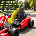 Red 24V Electric Go Kart — Dual 150W Motors, Adjustable Seat, 11.2MPH High Speed, Slow Start, 5-Point Safety Harness - Image 7
