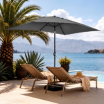 10 x 6.5 FT Square Patio Umbrella, Tilting Outdoor Sun Shade Umbrella with 6 Iron Ribs & Iron Pole, Polyester Fabric Outdoor Market Umbrella Gray - Image 8