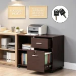 Lateral File Cabinet with Wheels – Mobile Printer Cart with Open Shelves & Drawers, Holds A4 Documents - Image 6