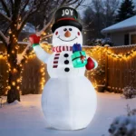 12FT Tall Lighted Christmas Inflatable Decoration, Inflatable Giant Snowman Holding Gift Boxes, Funny Blow Up Yard Decorations with Built-in LED Lights for Holiday Party Front Yard Lawn Garden Decor - Image 6